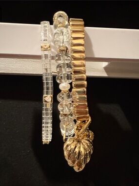 Gold and Clear Beaded Stretch Bracelet Set - Serefina for Anthropology